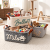 Personalized Dog Cat Pet Rectangle Toy Basket – Corduroy Pet Organizer with Name HA75 921704