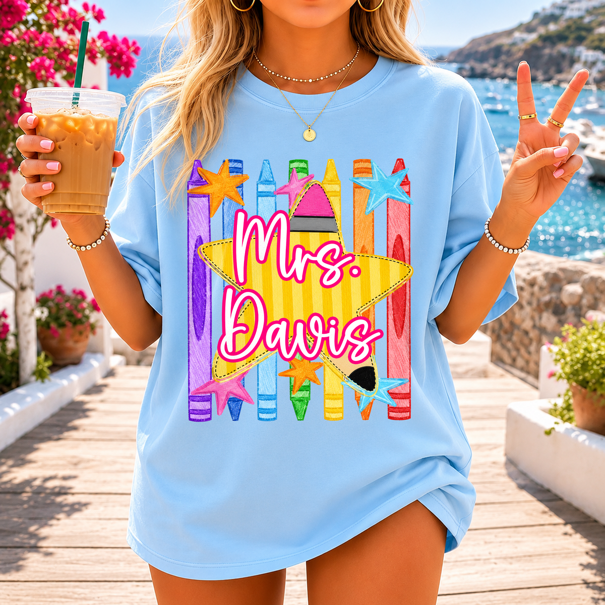 Custom Name Pencil Crayons Teacher Back To School Comfort Shirt CH07 911922