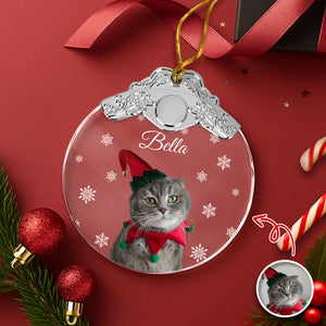 Custom Cat Photo Metal Top Glass Ornament For Christmas TH10 894883