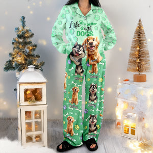 Custom Dog Name Life Is Better With Dogs 3D Effect Pajamas LM32 895929