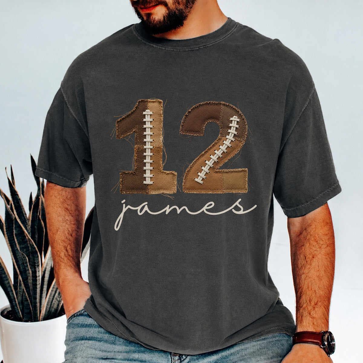 Custom Football Number & Name Faux Patchwork Comfort Shirt HO82 903354