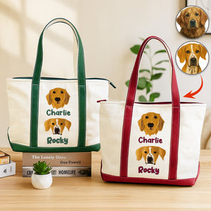 Custom Pet Face Embroidered Monogram Beach Bag HO82 894238