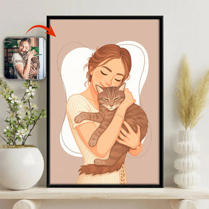 Custom Portrait Photo With Painting Style Poster Picture Frame Gift For Pet Owners HO82 894210