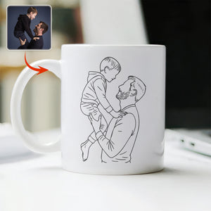 Custom Photo Dad With Kid Drawing Style Mug HO82 894202
