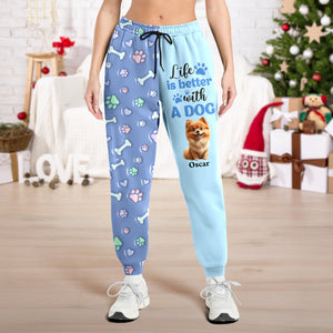Custom Dog Name Life Is Better With Dogs 3D Effect Sweatpants LM32 895927
