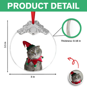 Custom Cat Photo Metal Top Glass Ornament For Christmas TH10 894883