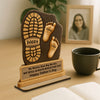 Dad And Kids Footsteps No Matter How Big We Get 2-Layer Standing Wooden Plaque Personalized Gift For Dad HO82 893852