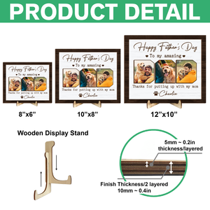 Custom Photo Happy Father's Day To My Amazing Dad 2-Layered Wooden Plaque With Stand HA75 892520