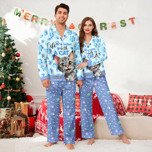 Custom Cat Name Life Is Better With Cats 3D Effect Pajamas LM32 895933
