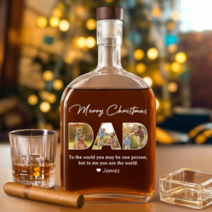 Custom Photo Merry Christmas Dad Family Whiskey Bottle LM32 893859