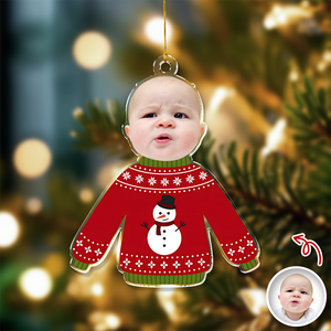 Custom Face Kid Funny Kid Ugly Sweater Acrylic Ornament For Christmas HA75 897844