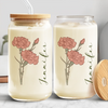 Custom Name With Floral Glass Can With Lid Personalized Gift HA75 892010