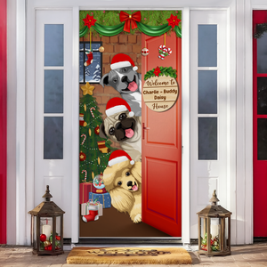 Custom Santa Photo Welcome To Our House Decoration Door Cover LM32 895675
