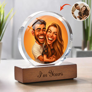 Caricature Wall Art For Funny Couples Round Acrylic Block Plaque LM32 895011