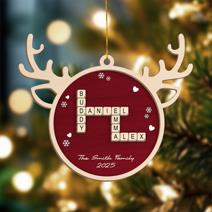 Personalized Family Name Scrabble Christmas 2 Layer Wooden Ornament LM32 895441