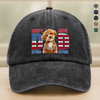 Best Dog Dad Ever Ever 4th Of July Personalized Washed Denim Baseball Cap CH07 896052