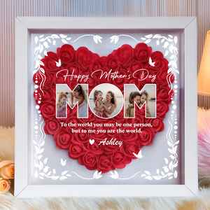 Custom Photo Happy Mother's Day Heart Flower Shadow Box HO82 893610
