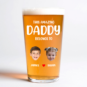 Custom Photo This Grandpa Belongs To Grandchildren Print Beer Glass Father's Day Gift HA75 892174