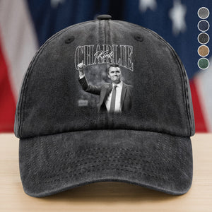 Charlie Kirk A True Hero Retro Style Washed Denim Baseball Cap HO82 65786