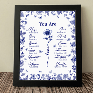 God Says You Are Christian Gift Toile De Jouy Birth Flower - Personalized Picture Frame TH10 894795