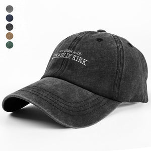 We Stand With Charlie Kirk Memorial Washed Denim Baseball Cap LM32 65443