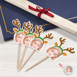 Custom Cute Face Christmas Cupcake Topper - XMAS Party Decor Gift For Family CH07 896254