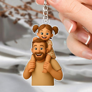 Custom Photo Dad And Kid - Photo Figure Acrylic Keychain Father's Day Gift HA75 892376
