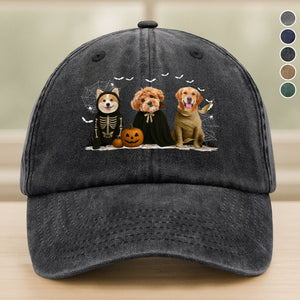 Custom Photo Gothic Halloween Washed Denim Baseball Cap For Dog Lovers TH10 896157