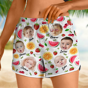 Custom Cute Kid Face Watercolor Tropical Summery Women's Beach Short CH07 895830