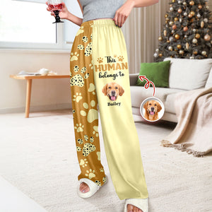 Custom Photo This Human Belongs To Dogs Sweatpants For Dog Lover HA75 897886