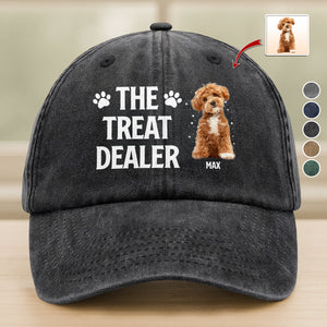 Custom Dog Photo The Treat Dealer Washed Denim Baseball Cap HA75 897006