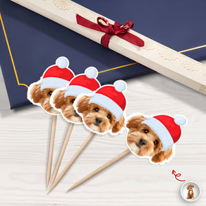 Custom Cute Face Christmas Cupcake Topper - XMAS Party Decor For Dog Lovers CH07 896330