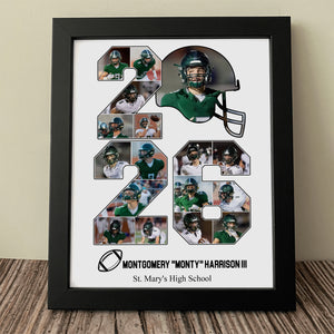 Senior 2026 Football Photo Collage – Personalized Picture Frame Player Gift & Football Keepsake HO82 900308