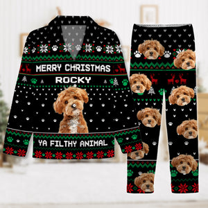 Custom Dog Photo Merry Christmas Ya Filthy Animal Pajamas TH10 894289