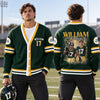 Personalized Football Photo Varsity V-neck Cardigan Football Player Gift HO82 903660
