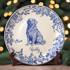 Custom Dog Breeds Chinoiserie Toile De Jouy Style Personalized Ceramic Plate HA75 892532