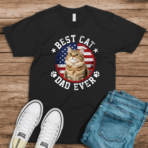 Custom Photo Best Dog Dad Ever With US Flag Dark Shirt HA75 892526