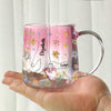 Personalized Hold My Hand Hold My Heart Family Pink Gradient Glass Mug - Gift For Grandma, Mom, Mother's Day HO82 901764