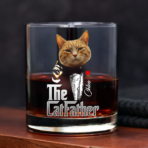 Custom Photo The Catfather Gentlemen Cat Whiskey Glass Personalized Gift For Dad HO82 893854