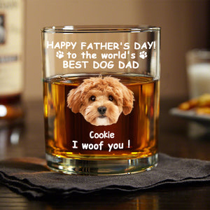 Custom Photo Woof Best Dog Dad Whiskey Glass Father's Day Gifts HA75 892370