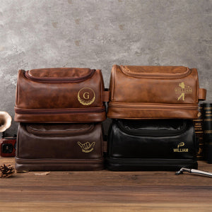 Personalized Golf Engraved Men's Leather Toiletry Bag Gift for Golfer HA75 898586