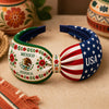 Personalized Name Mexico USA Knotted Headband, Mexican American Hair Accessory, Patriotic Floral Headband, Gift for Her K228 903386