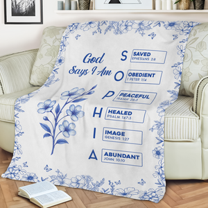 God Says I Am Name Letter In Bible Toile De Jouy Style - Personalized Blanket CH07 896956