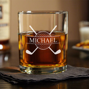 Personalized Father's Day Gift Golf, Best Dad By Par Engraved Whiskey Glass HO82 900906