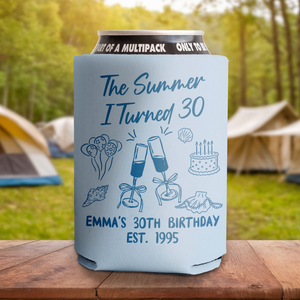 Personalized The Summer I Turned Thirty Birthday Print Full Can Cooler HA75 897030