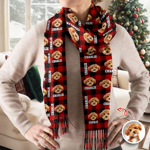 Custom Photo Name Dog Cat Men And Women's Wool Scarf Christmas Gift For Pet Lovers LM32 897477