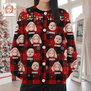 Custom Kids Photo Name Christmas Light Snow Cardigan CH07 896188