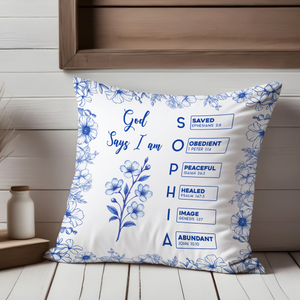 God Says I Am Name Letter In Bible Toile De Jouy Style - Personalized Pillow CH07 896828