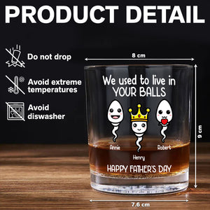 We Used To Live In Your Balls Personalized Whiskey Glass Funny Father's Day Gift CH07 895386