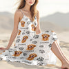 Custom Cute Pet Photo Paw Women's V-neck Cami Maxi Dress LM32 893315